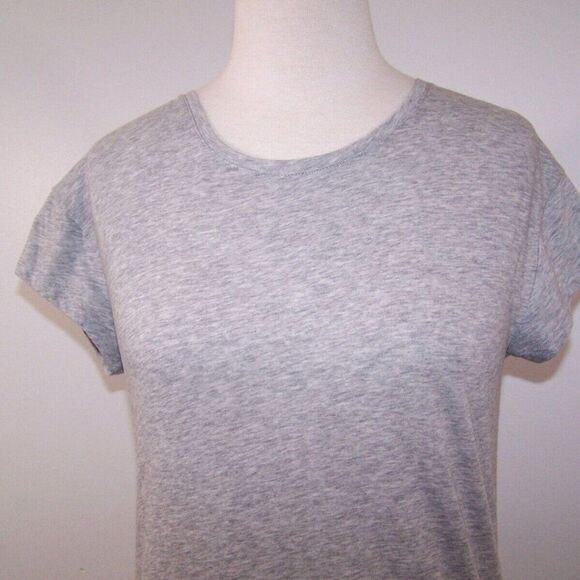 Victoria Sport Tee Shirt Top XS Strappy Low Cut Back Gray Short Sleeves Stretch - Picture 3 of 8